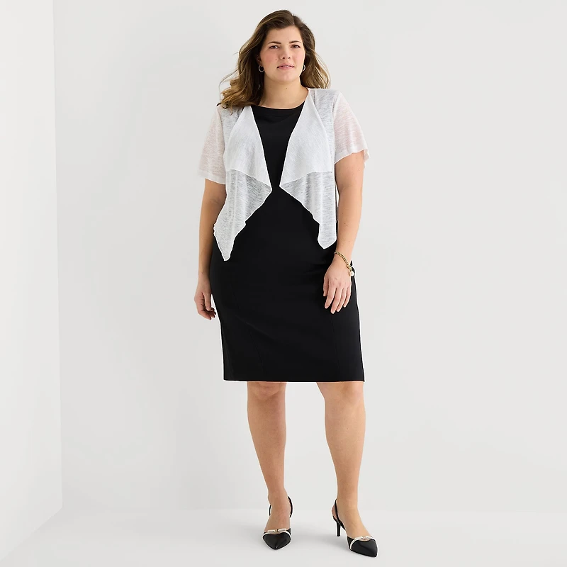 Perceptions Womens Short Sleeve Shrug Plus