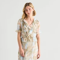 a.n.a Womens V Neck Short Sleeve Blouse