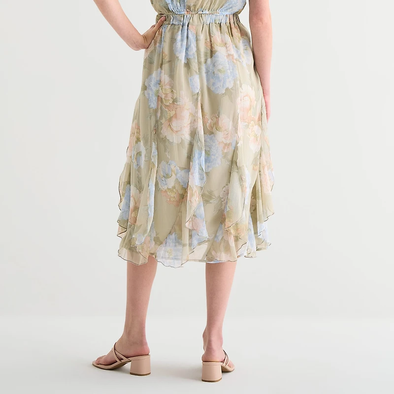 a.n.a Womens High Rise Midi A-Line Skirt