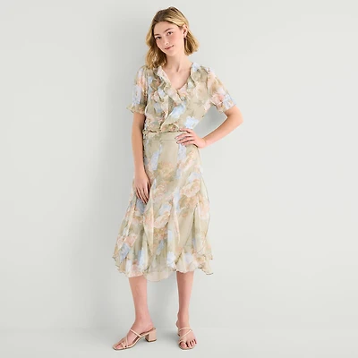 a.n.a Womens High Rise Midi A-Line Skirt