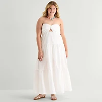 Forever 21 Womens Juniors Plus Sweetheart Neck Sleeveless Maxi Dress