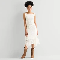 Arizona Womens Juniors Mid Rise Midi Asymmetrical Skirt