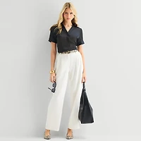 Worthington Womens Short Sleeve Slim Fit Blouse