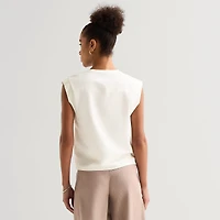 Worthington Womens Crew Neck Sleeveless Blouse