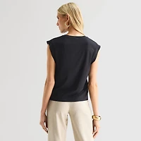 Worthington Womens Crew Neck Sleeveless Blouse