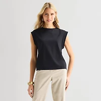 Worthington Womens Crew Neck Sleeveless Blouse