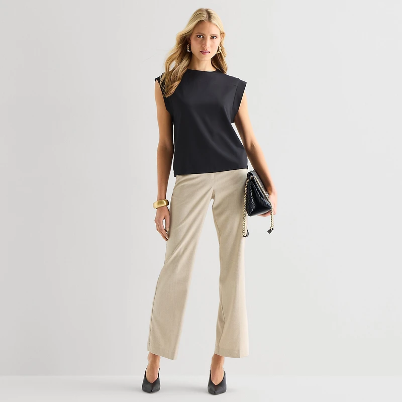 Worthington Womens Crew Neck Sleeveless Blouse