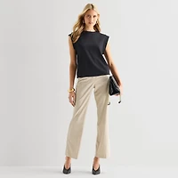 Worthington Womens Crew Neck Sleeveless Blouse