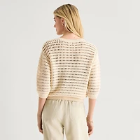 a.n.a Womens Henley Neck 3/4 Sleeve Pullover Sweater