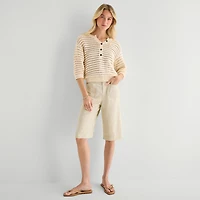 a.n.a Womens Henley Neck 3/4 Sleeve Pullover Sweater