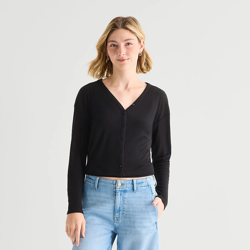 a.n.a Womens V Neck Long Sleeve Button Cardigan