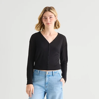 a.n.a Womens V Neck Long Sleeve Button Cardigan