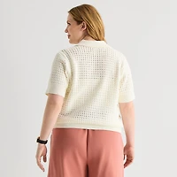 Stylus Plus Womens Short Sleeve Polo Sweater
