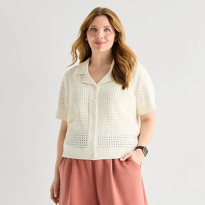 Stylus Plus Womens Short Sleeve Polo Sweater
