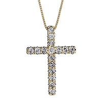 Womens 1/4 CT. T.W. Natural White Diamond 10K White, Yellow, or Rose Gold Cross Pendant Necklace