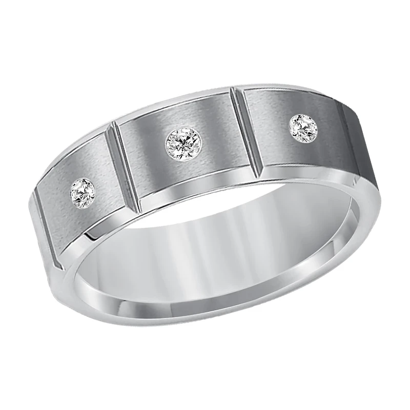 Limited Quantities! Mens 1/10 CT. T.W. White Diamond Ceramic Tungsten Band