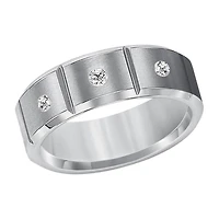 Limited Quantities! Mens 1/10 CT. T.W. White Diamond Ceramic Tungsten Band