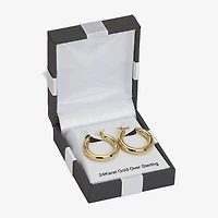 Womens 24K Gold Over Silver 24mm Hoop Earrings