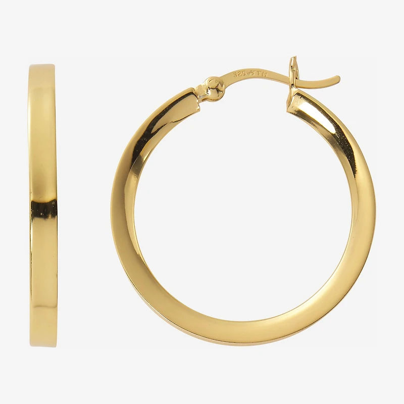 Womens 24K Gold Over Silver 30mm Hoop Earrings