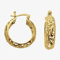 Womens 24K Gold Over Silver 23mm Hoop Earrings