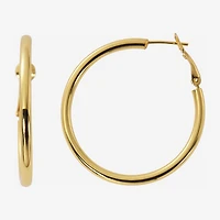 Womens 24K Gold Over Silver 40mm Hoop Earrings