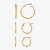 Womens 24K Gold Over Silver 3 Pair Earring Set