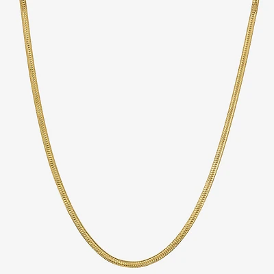 Made in Italy Womens 24K Gold Over Silver Inch Herringbone Chain Necklace