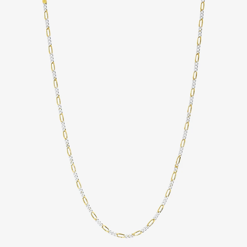 Made in Italy Womens 24K Gold Over Silver Inch Figaro Chain Necklace