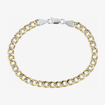 Made in Italy Unisex Adult 24K Gold Over Silver 7.5 Inch Semisolid Curb Chain Bracelet