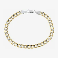 Made in Italy Unisex Adult 24K Gold Over Silver 7.5 Inch Semisolid Curb Chain Bracelet