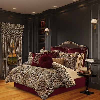 Five Queens Court Bordeaux 4-pc. Damask + Scroll Midweight Comforter Set