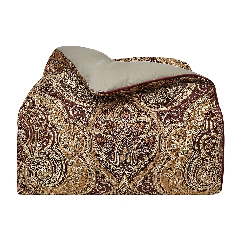 Five Queens Court Bordeaux 4-pc. Damask + Scroll Midweight Comforter Set