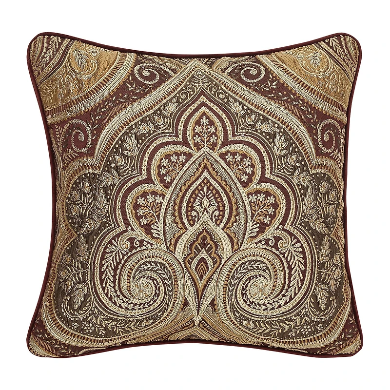 Five Queens Court Bordeaux Square Throw Pillow