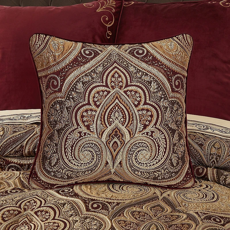 Five Queens Court Bordeaux Square Throw Pillow