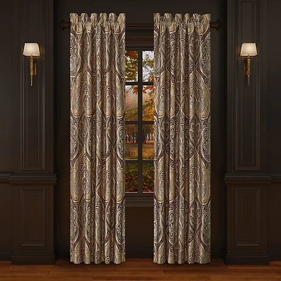 Five Queens Court Bordeaux Rod Pocket Energy Saving Light-Filtering Set of 2 Curtain Panel