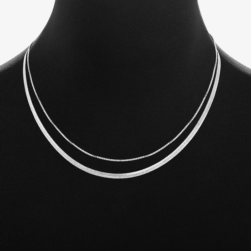 Womens Pure Silver Over Brass 2-pc. Necklace Set