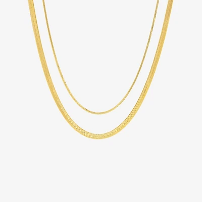Womens 18K Gold Over Brass 2-pc. Necklace Set