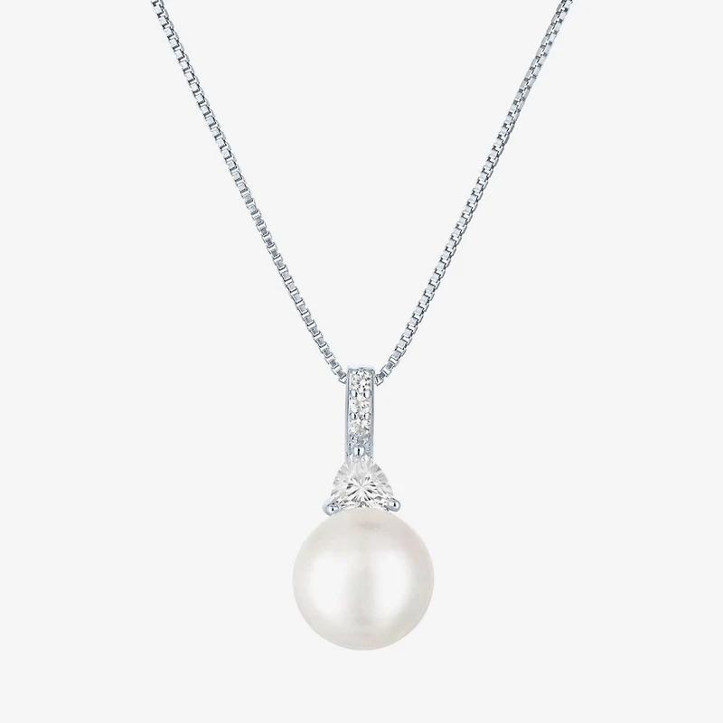 Womens Cultured Freshwater Pearl Sterling Silver Round 18 Inch Pendant Necklace