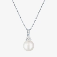 Womens Cultured Freshwater Pearl Sterling Silver Round 18 Inch Pendant Necklace