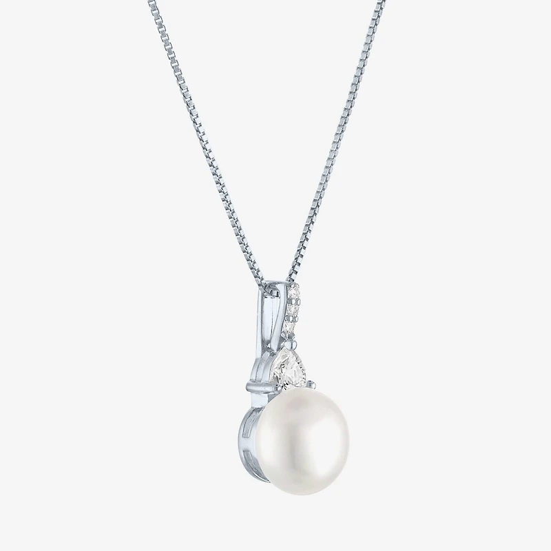 Womens Cultured Freshwater Pearl Sterling Silver Round 18 Inch Pendant Necklace