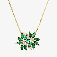 Womens Gemstone Sterling Silver Flower Pendant Necklace