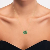 Womens Gemstone Sterling Silver Flower Pendant Necklace
