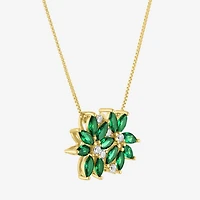 Womens Gemstone Sterling Silver Flower Pendant Necklace