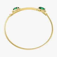 Womens Simulated Green Emerald 14K Gold Over Silver Sterling Silver Pear Bangle Bracelet