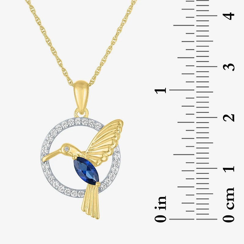 Womens Lab Created Blue Sapphire 14K Gold Over Silver Sterling Silver 16 Inch Pendant Necklace