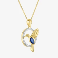 Womens Lab Created Blue Sapphire 14K Gold Over Silver Sterling Silver 16 Inch Pendant Necklace