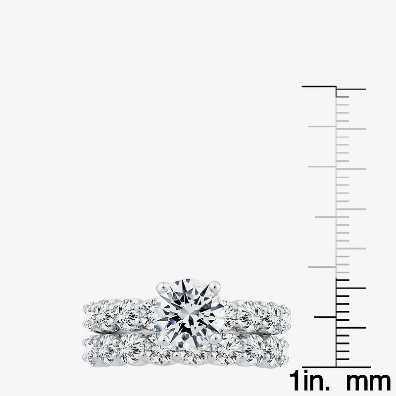 Signature By Modern Bride (F / VS2) Womens 4 CT. T.W. Lab Grown White Diamond 10K or 14K Gold Round Side Stone Bridal Set