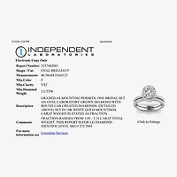 Signature By Modern Bride Womens 2 CT. T.W. Lab Grown White Diamond 10K or 14K Gold Oval Side Stone Bridal Set