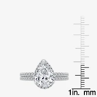 Signature By Modern Bride Womens 2 CT. T.W. Lab Grown White Diamond 10K or 14K Gold Pear Side Stone Bridal Set