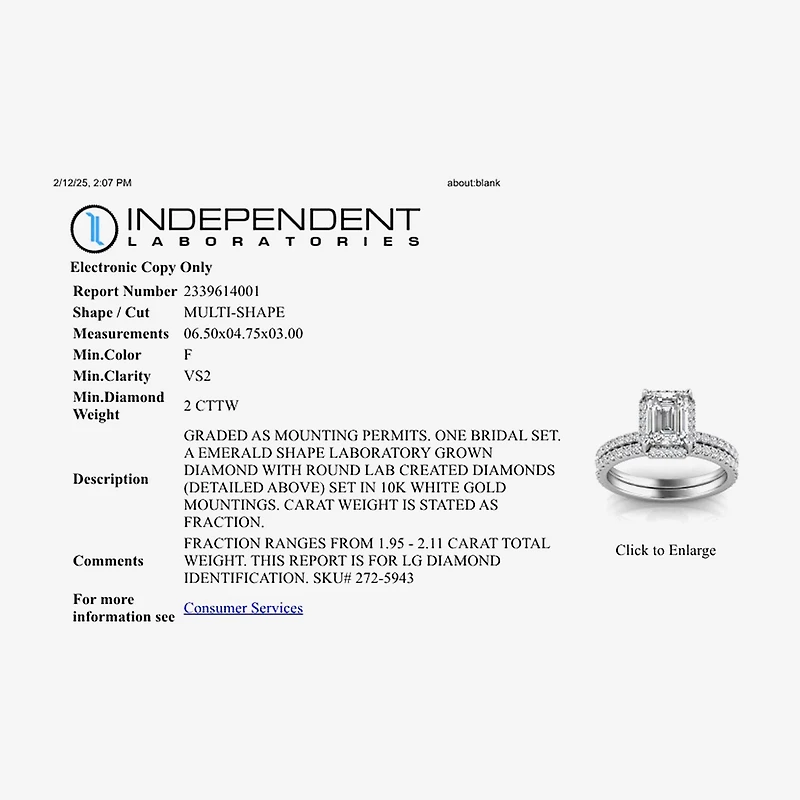 Signature By Modern Bride Womens 2 CT. T.W. Lab Grown White Diamond 10K or 14K Gold Side Stone Bridal Set